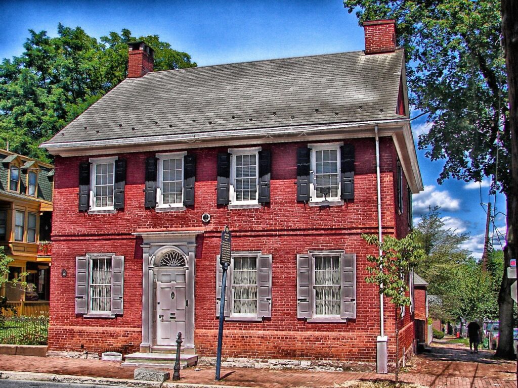 lancaster, pennsylvania, colonial house, landmark, historic, hdr, nature, architecture, brick, trees, outside