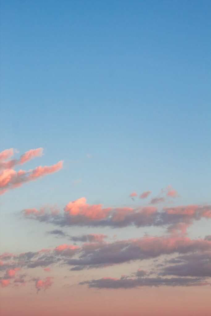 Capture of a stunning sunset sky with pink clouds in Breves, PA, Brazil.