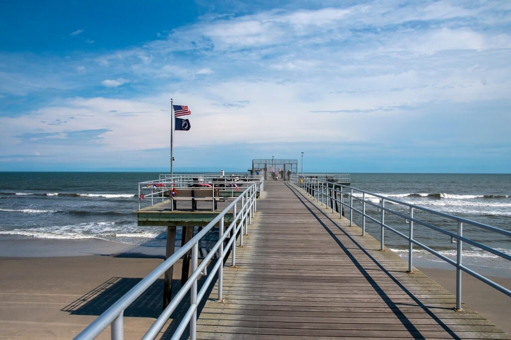 pier, new jersey, beach, nature, ocean, sand, seashore, fishing pier, sea